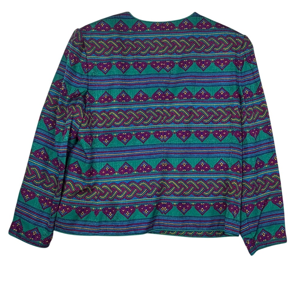 Adrianna Papell‎ Womens Size 16 Multicolor Silk Eclectic 90s Vintage Jacket - Picture 3 of 8
